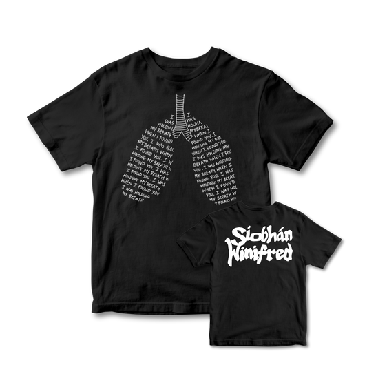 Lungs lyric Tee with logo back print - hand drawn design by Siobhán