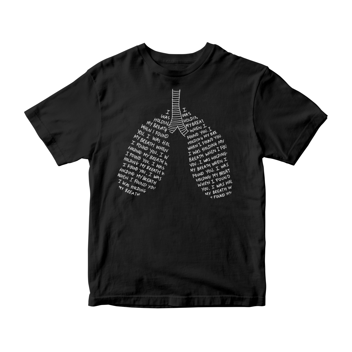 Lungs lyric Tee with logo back print - hand drawn design by Siobhán